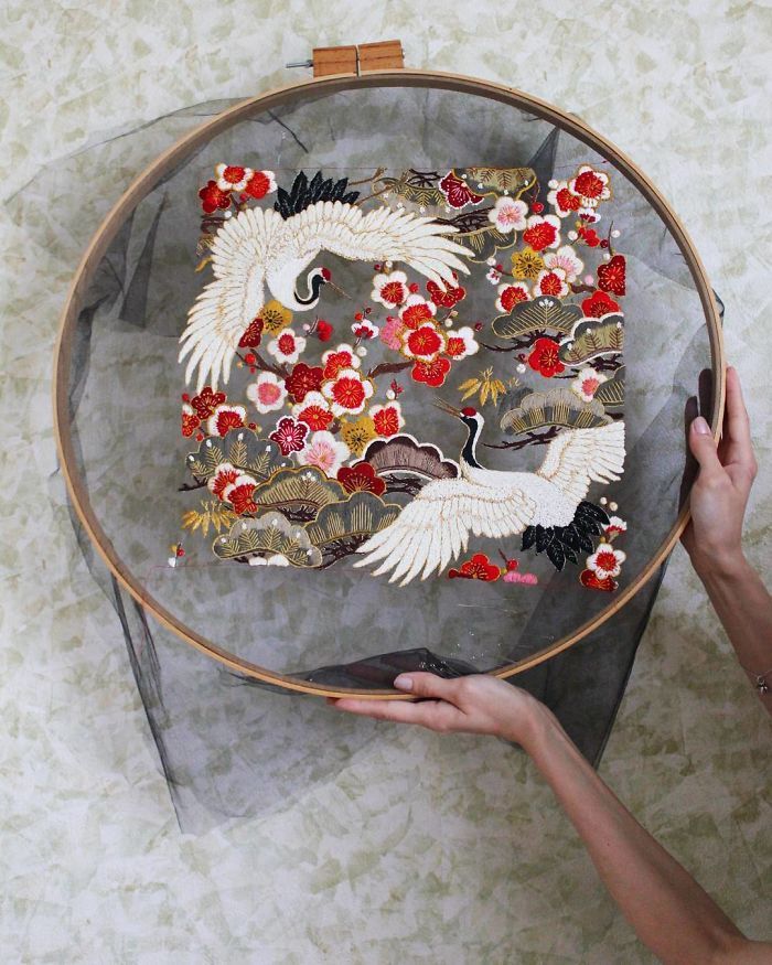 Embroidery Artist Makes Her Designs ‘Float’ In Mid-Air By Using Tulle