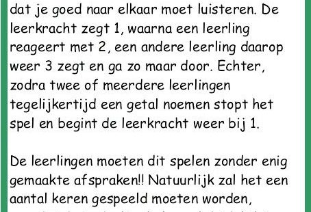 Energizer: Luisterend tellen. Beweging en ontspanning