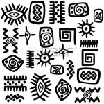 Background with African motifs over white background photo