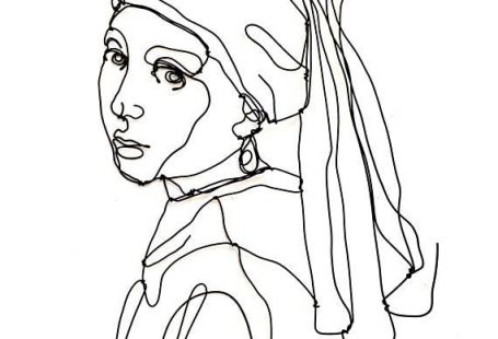 Girl with a pearl earring Wire wall sculpture  Girl #girlwithapearlearring #wire #art #sculpture #style