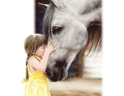 Prettyl Girl with Horse called The Kiss. ONE 18 by TheLonesomePet, $13.99