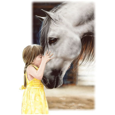 Prettyl Girl with Horse called The Kiss. ONE 18 by TheLonesomePet, $13.99