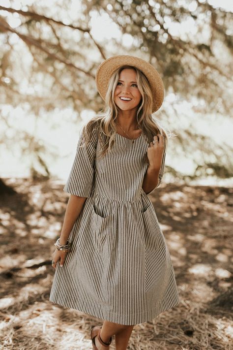 Say hello to the dress of the season! The Hollis Pocket Dress features a round neckline, oversized fit, gathered babydoll waist. Timeless pinstripes add a thoughtful detail, and with three color options, this dress is perfect for any every event you have this year!