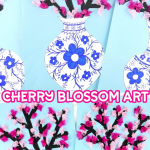 How to Make a Cherry Blossom Art Project- Simple and beautiful cherry blossom art project for kids of all ages. Design a Japanese art vase from our template and fill it with colorful cherry blossoms. Easy spring craft for kids. #iheartcraftythings