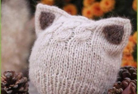 Kitty-Katzen-Hut-Strickmuster-Größen-Baby zum Erwachsenen geben frei-    Stricken Sie einfache Kätzchen oder Fox Ears Beanie bezahlt Muster - Fun Kitty Cat Hat Strickmuster    			  			-  knithat3.decordiy...-
