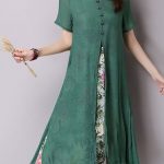 Linen Otros Manga corta Midi De época Vestidos