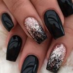 99 Trending Black Nails Art Manicure Ideas; Black coffin nails; Black acrylic n #nailart #nails