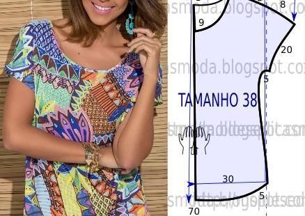 MOLDE BLUSA ESTAMPADA -86 (Moldes Moda por Medida)                                                                                                                                                                                 Más