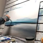 The start of the painting process, covering the canvas with colour and starting to find the composition #artist #artistprocess #paintingtechniques