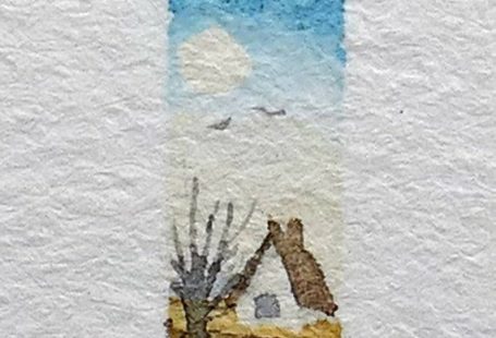 Miniatuur aquarel landschap schilderij poppen-huis