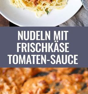 15-Minuten Nudeln mit Frischkäse-Tomaten-Sauce. Dieses einfache Rezept erfordert nur 10 Zutaten und ist SO gut - Kochkarussell.com