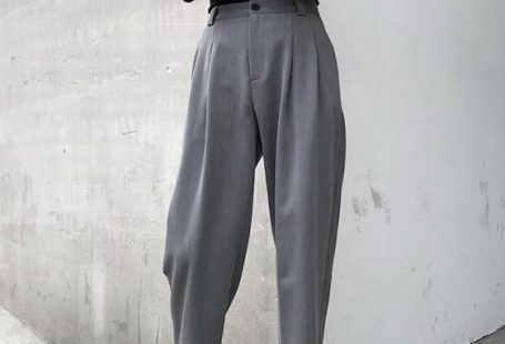 Pantalon de costume taille haute urbain à jambes droites