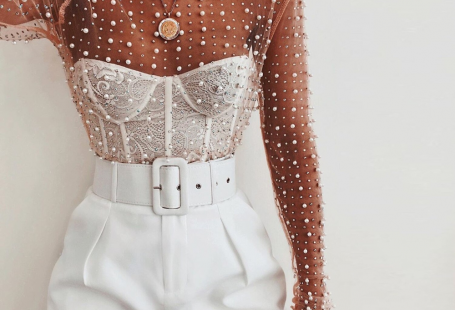 Pearl Mesh Lace Beading Long Sleeve Shirt Top SF – loveitbabe