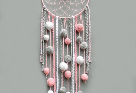 Pink nursery dream catcher Kids room decor wall hanging