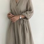 Plunge neckline linen wrap maxi dress