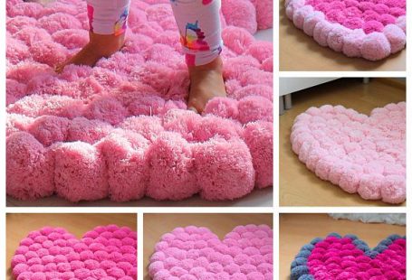 Pom Pom Rug Pink Pompom Rug Heart Rug Teen Room Decor