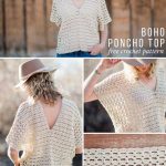 Made from two simple rectangles, this poncho-style summer crochet top will give your outfits a boho vibe all season. Free crochet pattern using the Iris Stitch and the Boxed Shell Stitch, featuring Lion Brand Yarn LB Collection Cotton Bamboo.     #boho #crochet #freepattern