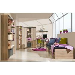 Jugendzimmer - Schrank Marcel 03, Farbe: Esche Rosa / Grau / Braun - Abmessungen: 187 x 80 x 39 cm (