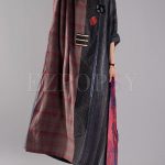 Retro Color-blocked Embroidered Plaid Maxi Dress With Split