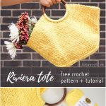 Make yourself a beautiful Riviera Tote this free crochet pattern from www.1dogwoof.com. Tutorial includes pattern and step-by-step photos.