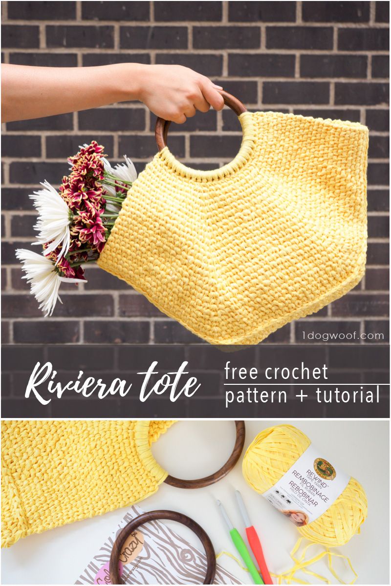 Make yourself a beautiful Riviera Tote this free crochet pattern from www.1dogwoof.com. Tutorial includes pattern and step-by-step photos.