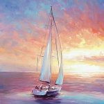 Sailing art original oil painting colorful