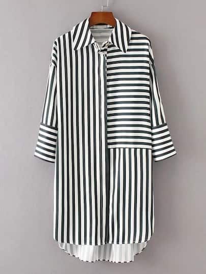 Shop Dip Hem Striped Shirt Dress online. ROMWE offers Dip Hem Striped Shirt Dress & more to fit your fashionable needs.