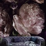 Sonderverkauf !! Dunkle Aquarell-Pfingstrosen-entfernbare Tapete Große Blumenwandleuchte Rosa Flieder ,  #aquarell #blumenwandleuchte #dunkle #entfernbare
