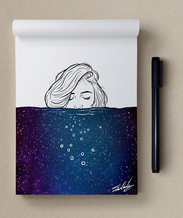 deep thoughts - Stars Themed Illustrations by Muhammed Salah