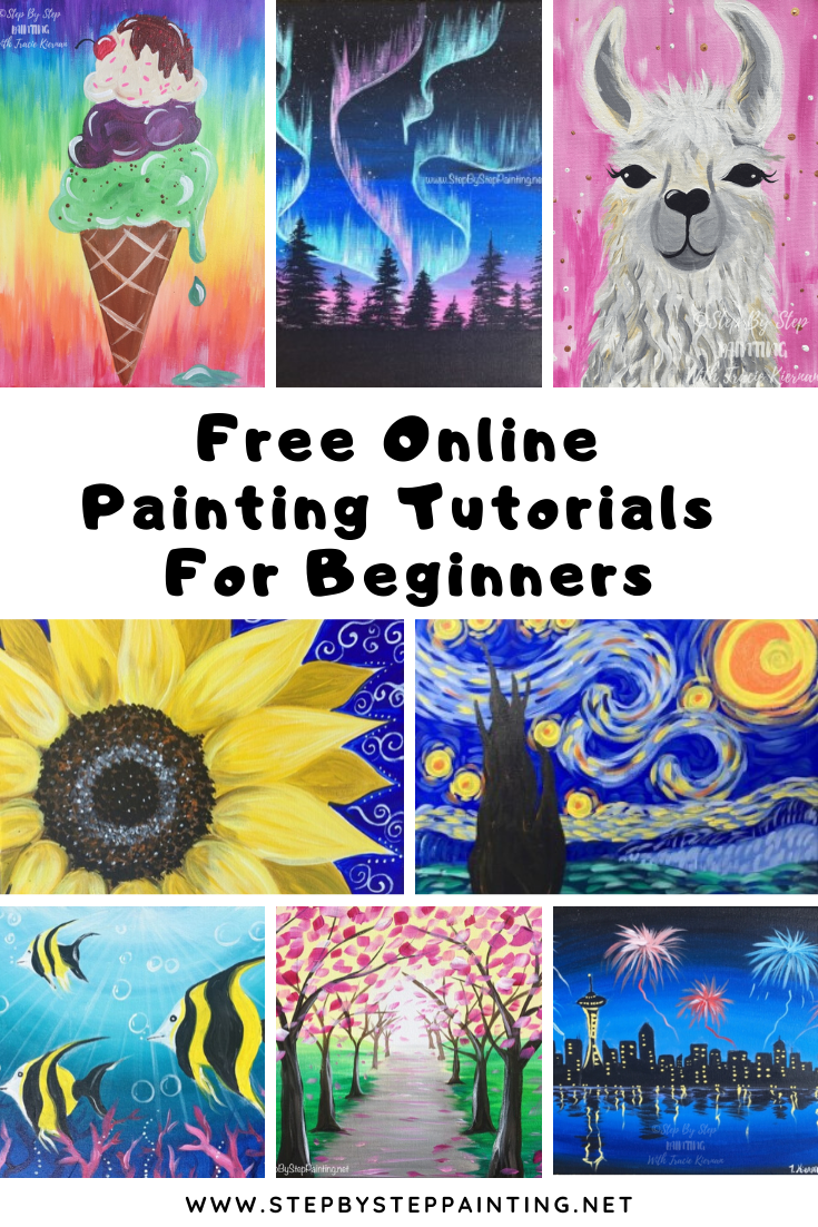 Learn how to paint at home! These free acrylic canvas painting tutorials include detailed instructions and video all taught by artist and teacher Tracie Kiernan!