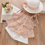 Summer Floral Chiffon Suit with Straw Hat