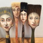 Surrealist Artist Paints Unique Portraits on Worn Paintbrushes and Other Found Objects