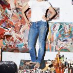 Cecile Brown, photographed with untitled works in progress at her Union Square, NYC, studio