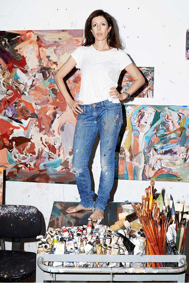 Cecile Brown, photographed with untitled works in progress at her Union Square, NYC, studio