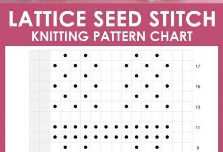 Knitting Chart of the Lattice Seed Stitch Knitting Pattern. This 18-Row Repeat Knit Stitch Pattern looks like a complicated interwoven design but is achieved with just a simple combination of knits and purls. This impressive texture would be stunning knitted up as a blanket, scarf, or pillow. #StudioKnit #knitstitchpattern