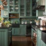 Love this green kitchen with black accents.