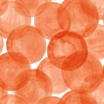 Watercolor Dots by fritzin - Orange watercolor circles overlapping on fabric wallpaper and gift wrap.  Hand painted watercolor circles in an abstract painterly style.