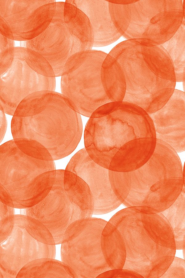 Watercolor Dots by fritzin - Orange watercolor circles overlapping on fabric wallpaper and gift wrap.  Hand painted watercolor circles in an abstract painterly style.