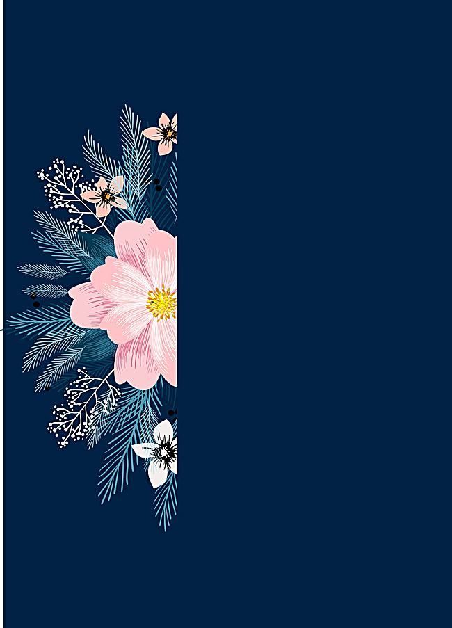 Blue background pink flowers wedding invitations template background