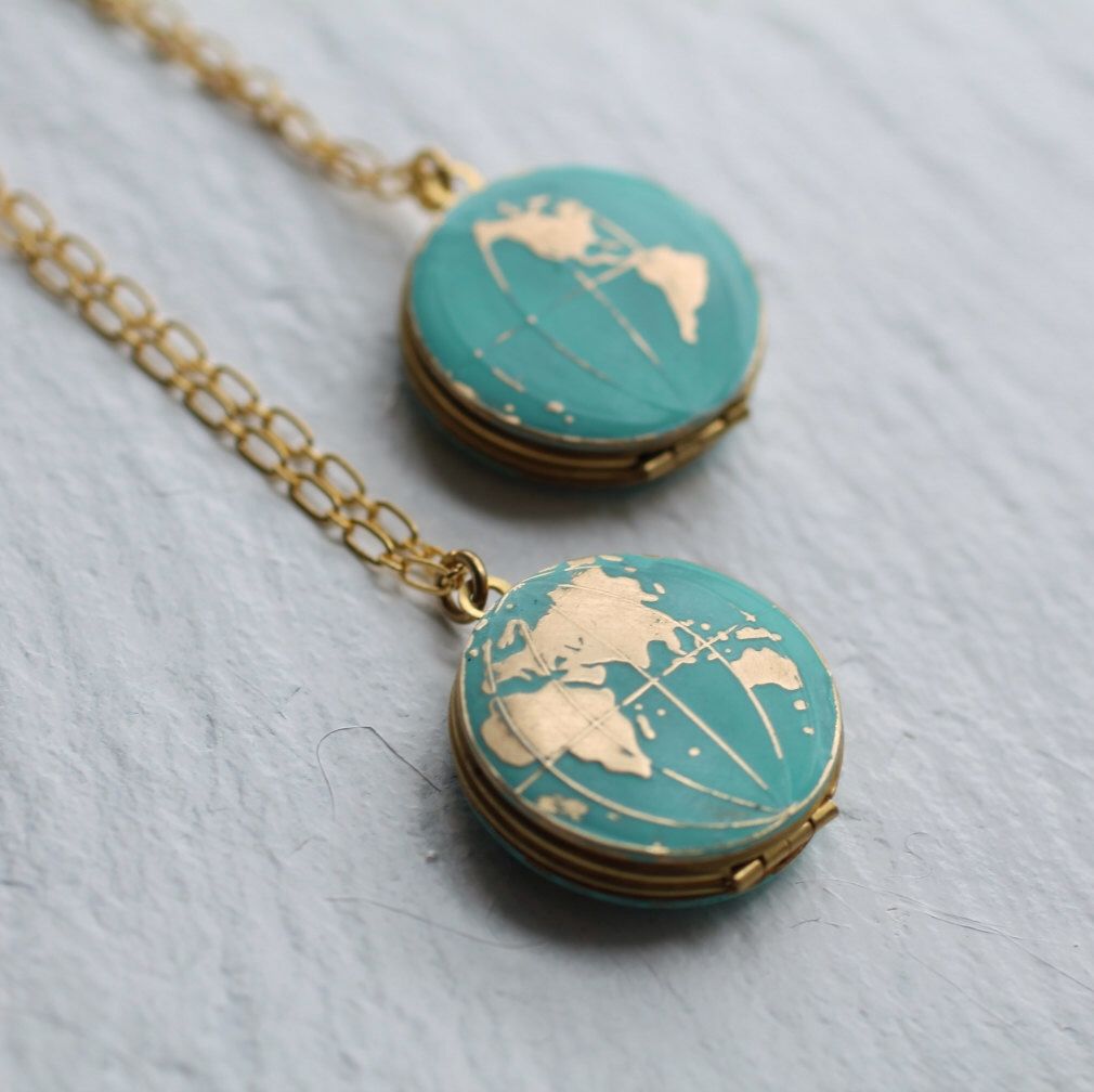 World Map Locket... Vintage Brass Globe Traveller by SilkPurseSowsEar on Etsy www.etsy.com/...