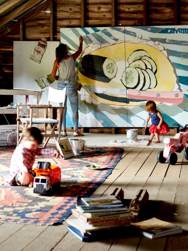 I had a studio like this when my kids were small. My first child is art.