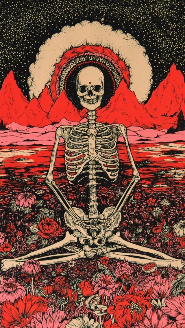 art red trippy iphone nirvana hippie hipster wallpaper peace skeleton backgrounds lockscreen - #Art #Backgrounds #hippie #hipster #iPhone 