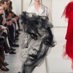 the artist collaborated with fashion designer john galliano to create an ethereal portrait made of tulle.