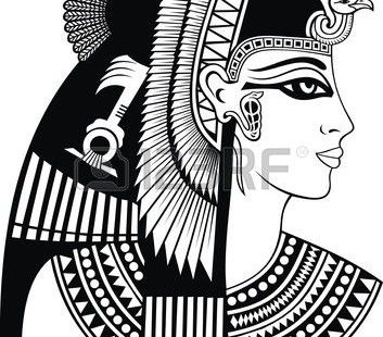 detail of cleopatra head isolated on the white background Stock Vector