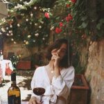 drinking wine outside #style #flowers