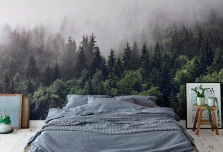 nebligen wald wandbild nebligen grauen berg tapete dunkelgrünen bäumen in berg wandbild schlafzimmer dekor anpassbare dimension Peel n Stick,  #anpassbare #Bäumen #Berg #Dekor