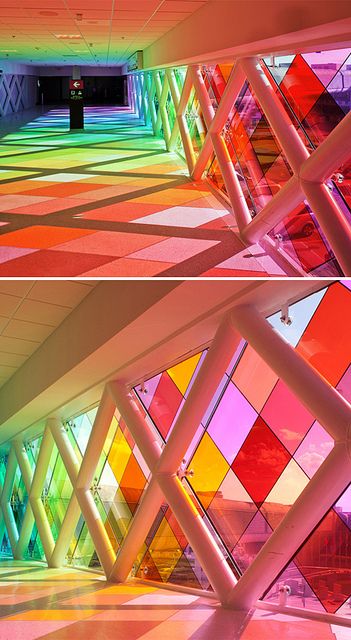 Designed by sound artist Christopher Janney, Harmonic Convergence is a layering of light, color and sound connecting the Miami airport to a new rental car terminal. What an invigorating way to wake up after a long flight!