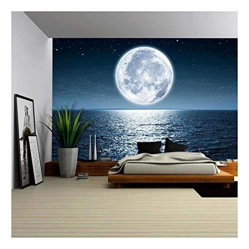 wall26 - Full Moon Rising over the Ocean Empty at Night w... www.amazon.com/...