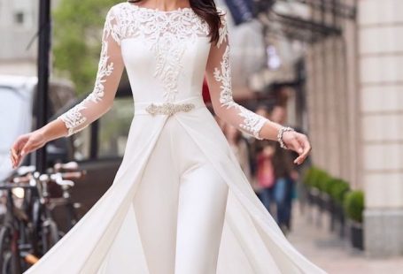 ein perfektes model eleganter jumpsuit zum erstaunen schöne model braut brautoutfit mode moderne bekleidung für braut