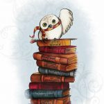 fondos iphone inspirados en Harry Potter, cadena de libros con una ova blanca con bufanda